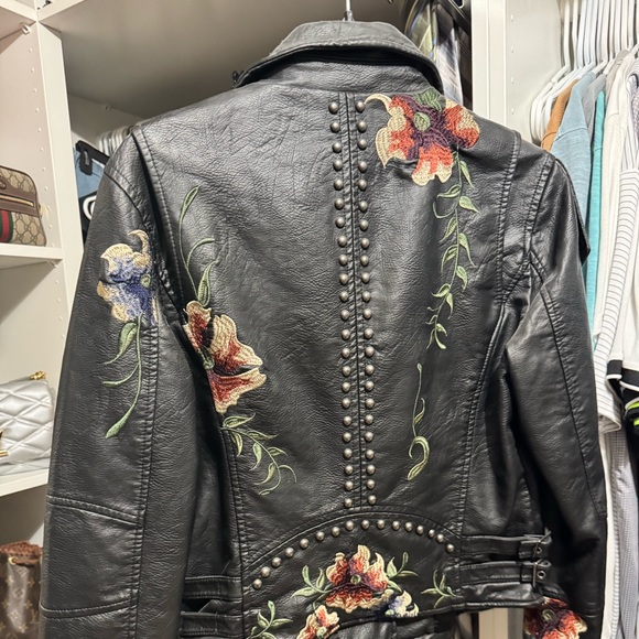 BlankNYC Embroidered Black Leather Jacket - Picture 4 of 6